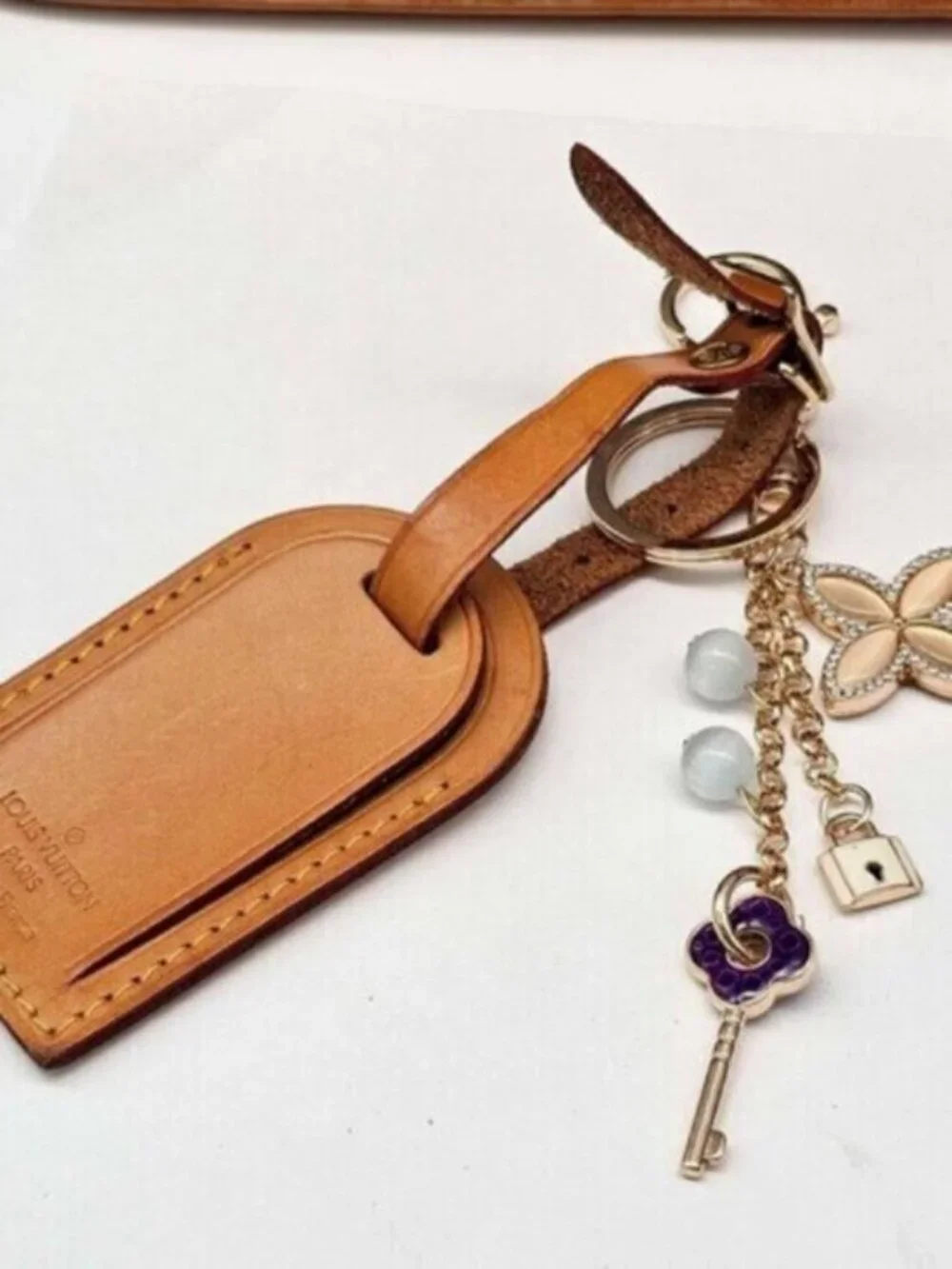 Authentic Louis Vuitton Luggage Tag with Unbranded Keycharm, Keychain